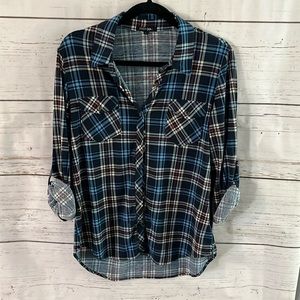 StitchFix Papermoon Plaid Button Down Blue